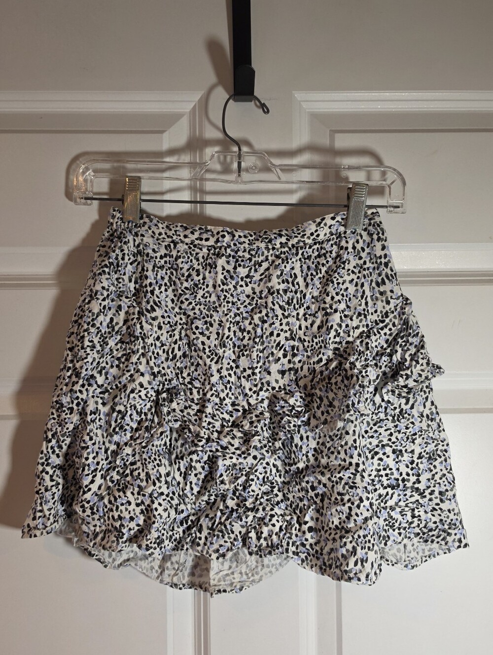 Japna White and Black Printed Ruffle Mini Skirt S